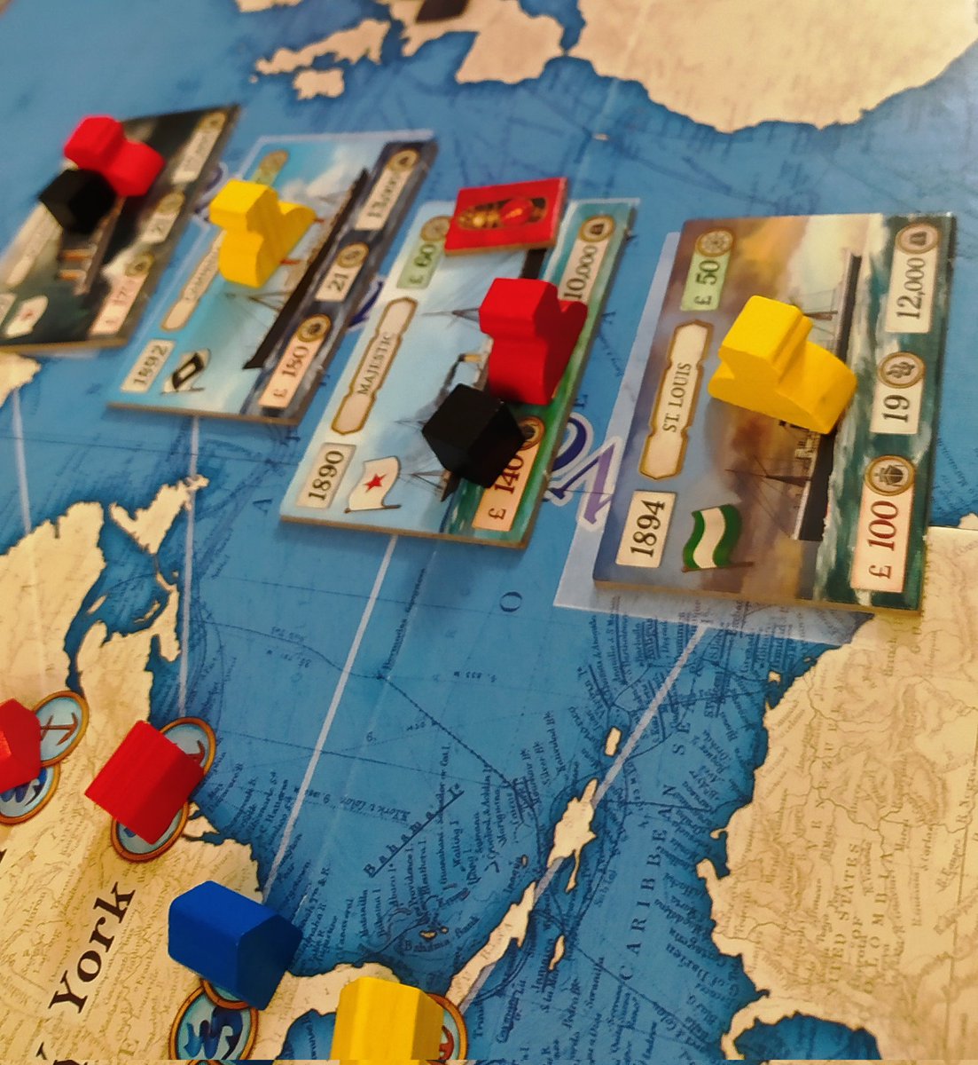 MishiGeek's tweet photo. Segundo juego de la tarde #CrossingOceans. Un buen rato con este euro de barcos. Me ha gustado bastante, ganas de repetir. https://t.co/CmkMyVQpgY