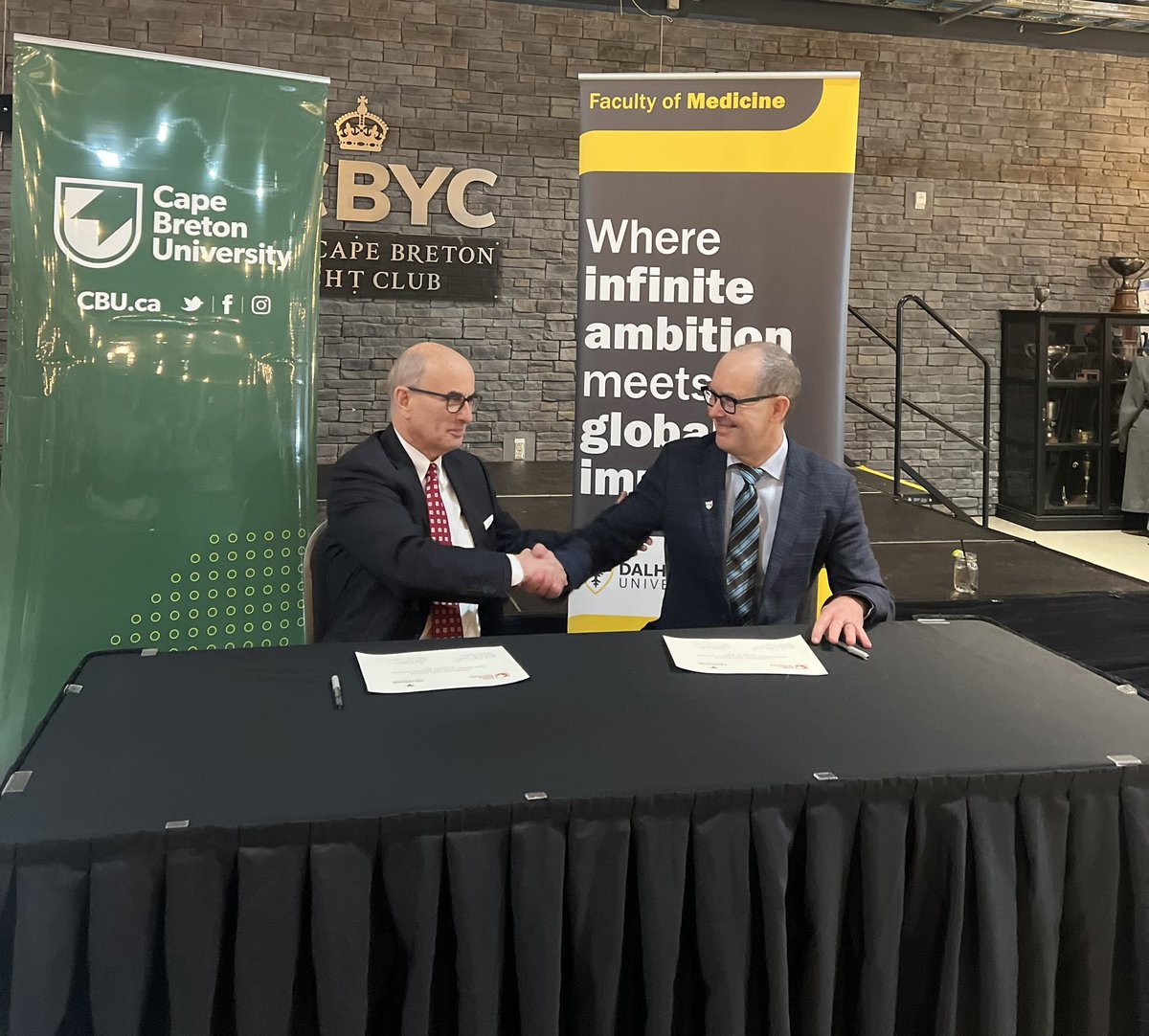 CBU and @DalhousieU are excited to be collaborating on the development of a joint medical campus for Cape Breton. This strategic partnership will ensure more Nova Scotians will have the opportunity to receive an excellent medical education in their home province.