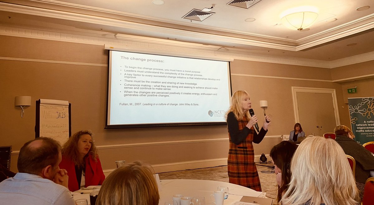 GaynorBahan's tweet photo. @NCETM Directors: John Westwell discussing Systemness, Carol Knights @KnighterNerd reflecting on the issues the @MathsHubs Programme is addressing and Dr Debbie Morgan CBE @ThinkingMaths discussing the change process. @MichaelFullan1 quoted many times this #MathsHubsForum27 https://t.co/O5cLWyv8N1