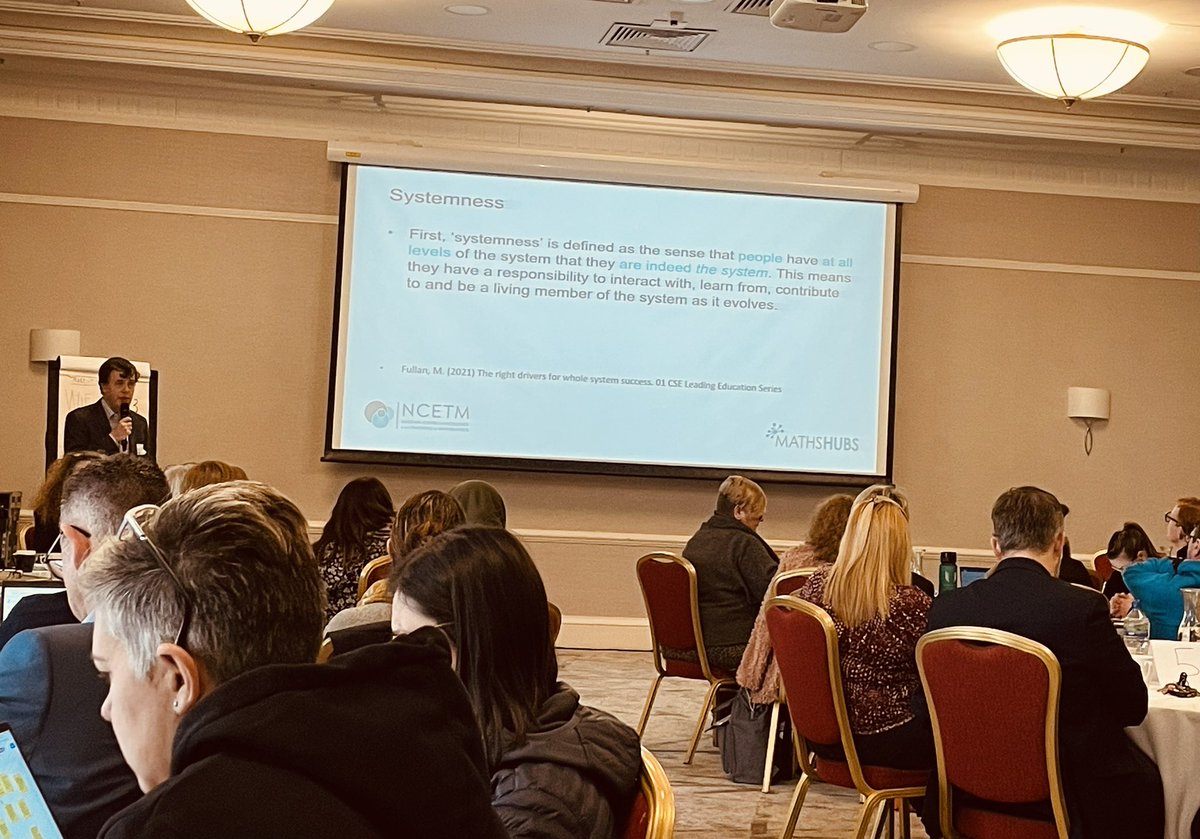 GaynorBahan's tweet photo. @NCETM Directors: John Westwell discussing Systemness, Carol Knights @KnighterNerd reflecting on the issues the @MathsHubs Programme is addressing and Dr Debbie Morgan CBE @ThinkingMaths discussing the change process. @MichaelFullan1 quoted many times this #MathsHubsForum27 https://t.co/O5cLWyv8N1