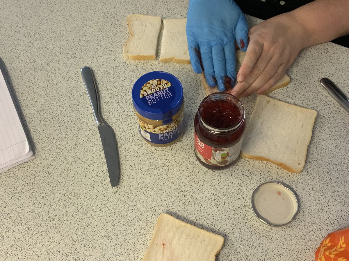 gorse_ruth's tweet photo. Miss Kennedy is teaching her students in Year 7 the power of instruction by following their written instructions to make a peanut butter and jam sandwich 🥪 #instruction #literacy #imperatives #messylesson https://t.co/l69pr6u7GO