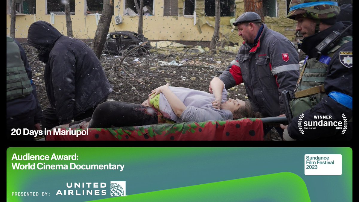 🏆 The Audience Award: World Cinema Documentary, Presented by United Airlines goes to 20 DAYS IN MARIUPOL, directed and produced by Mstyslav Chernov. #Sundance @united