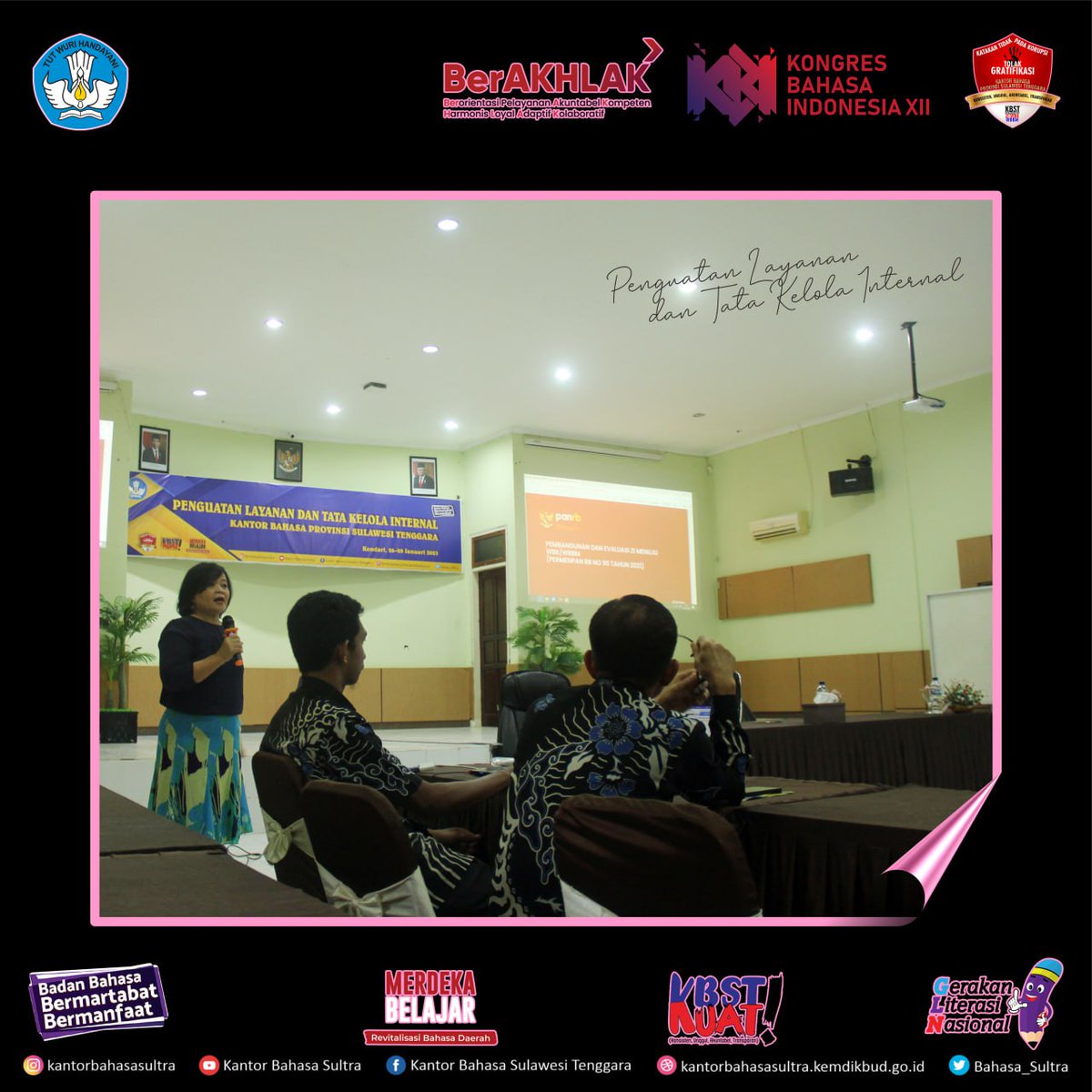 bbsultra's tweet photo. Kendari, 26 Januari 2023--Kegiatan Penguatan Layanan dan Tata Kelola Internal pada hari pertama.
#KBSTKUAT
#ZIWBK
#SulawesiTenggara https://t.co/2fiBOoBjCz