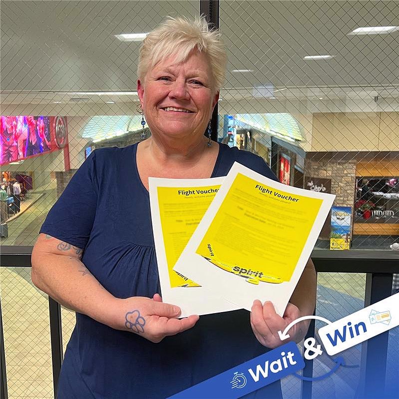 RenoAirport's tweet photo. Sometimes it pays to wait! Our lucky #WaitandWin winner, Angie M., is cashing in and starting the year off right with two free flights from @SpiritAirlines.
Don’t wait for your party in the pick-up and drop-off lanes, use our Free Waiting Lot located just minutes from RNO. https://t.co/cNqE4iQbGb