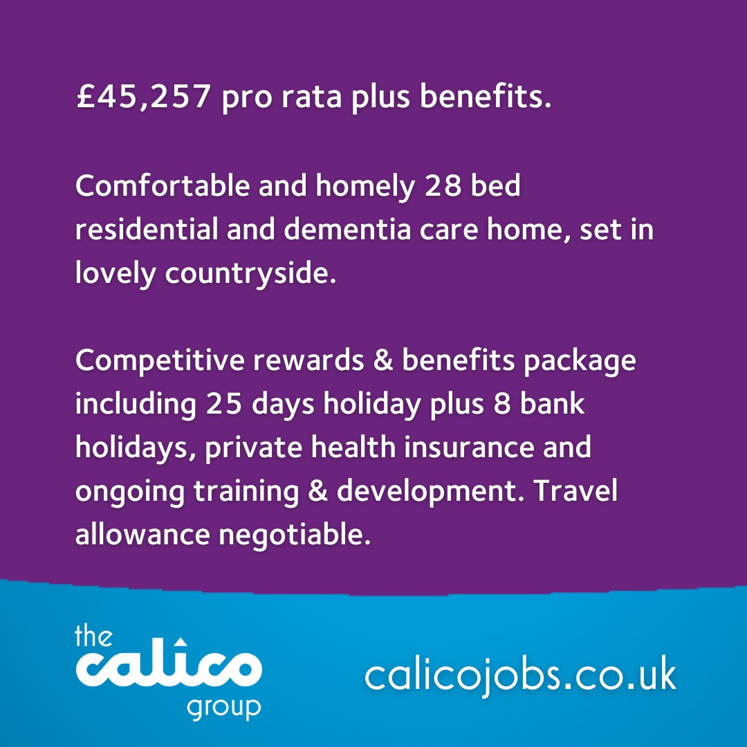 The Calico Group (@calico_group) on Twitter photo We're looking for a #MaternityCover Registered Manager for our #CareHome, <a href="/Barley_View/">syncora_care</a>
👉£45k plus rewards and benefits package
👉6 months minimum.
To find out more & apply, visit: calicojobs.co.uk
#hiring #Burnley We're looking for a #MaternityCover Registered Manager for our #CareHome, <a href="/Barley_View/">syncora_care</a>
👉£45k plus rewards and benefits package
👉6 months minimum.
To find out more & apply, visit: calicojobs.co.uk
#hiring #Burnley