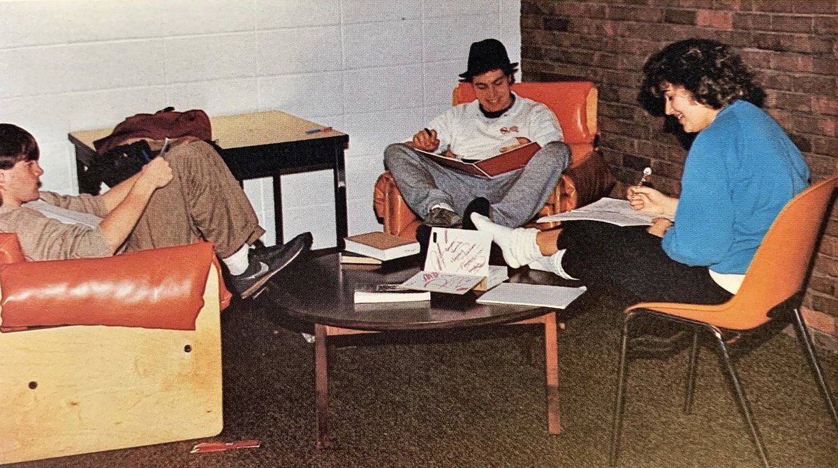 McMasterAlumni's tweet photo. Students from the 80's hard at work in the library. What was/is your favourite library to study in at Mac? ๐#FlashMacFriday https://t.co/EfCbzA2CgF