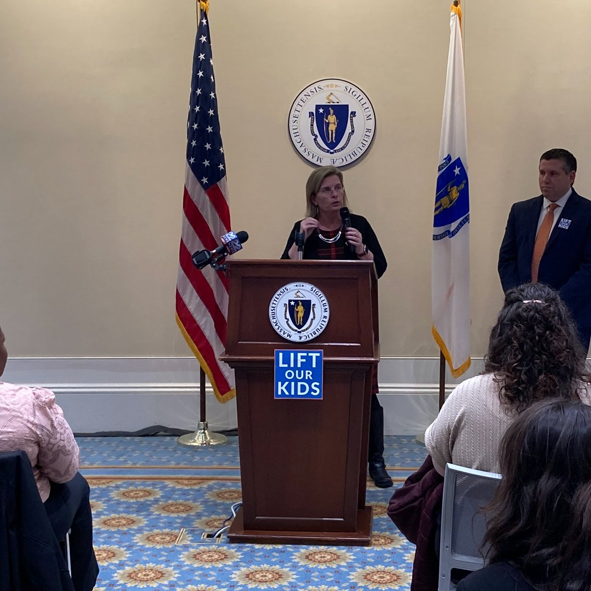 MarjorieDecker's tweet photo. It was incredible to gather with colleagues, advocates, and supporters at yesterday’s launch of the @LiftOurKidsMA campaign with my friend and legislative partner @SenDiDomenico on our bill to lift kids and families out of #DeepPoverty. #MAPoli #LiftOurKidsMA https://t.co/odNt1wGD5b
