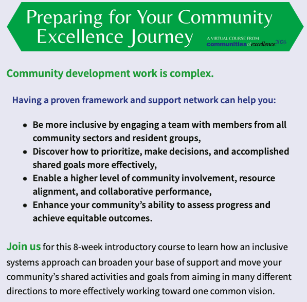 Obtain a higher level of collaborative performance and enhance your ability to achieve improved outcomes. The course: Preparing for Your Community Excellence Journey is here! The journey begins on 3/30, register today! #COEPrep4Journey #Baldrige
tinyurl.com/2sf84u4j