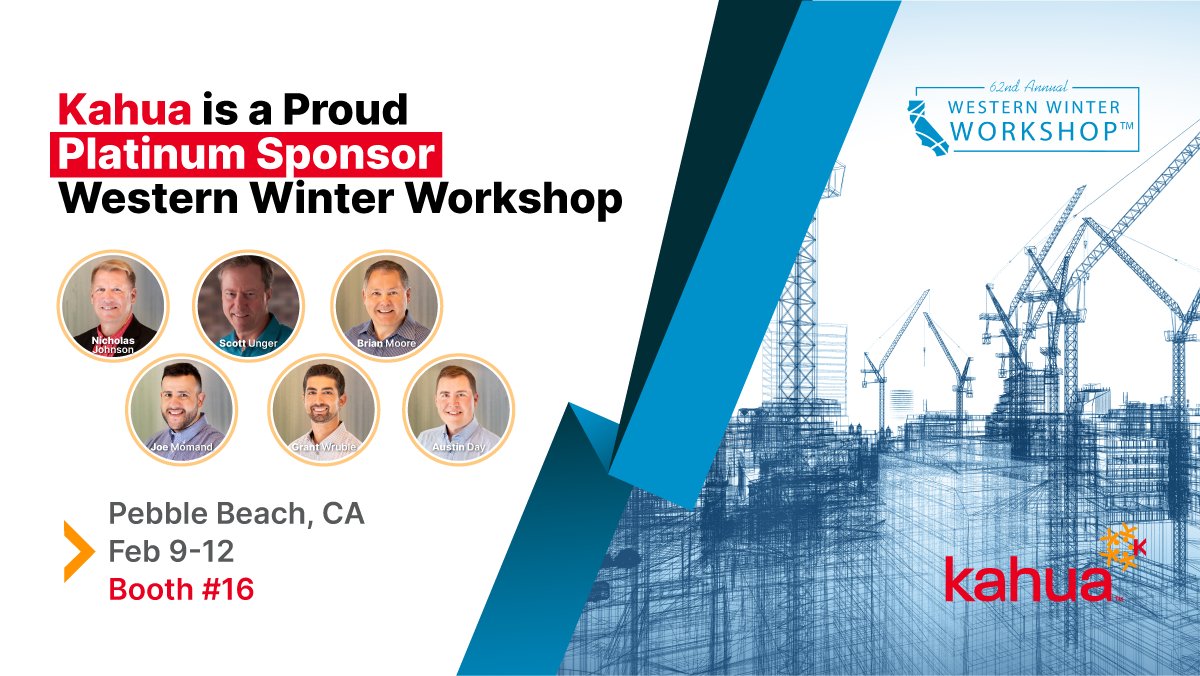 KahuaInc's tweet image. Kahua is excited to attend Western Winter Workshop as a Platinum Sponsor. Connect with the Kahua team at Booth #16. #projectcontrols #constructionmanagement #constructionindustry #designandconstruction #Westernwinterworkshop