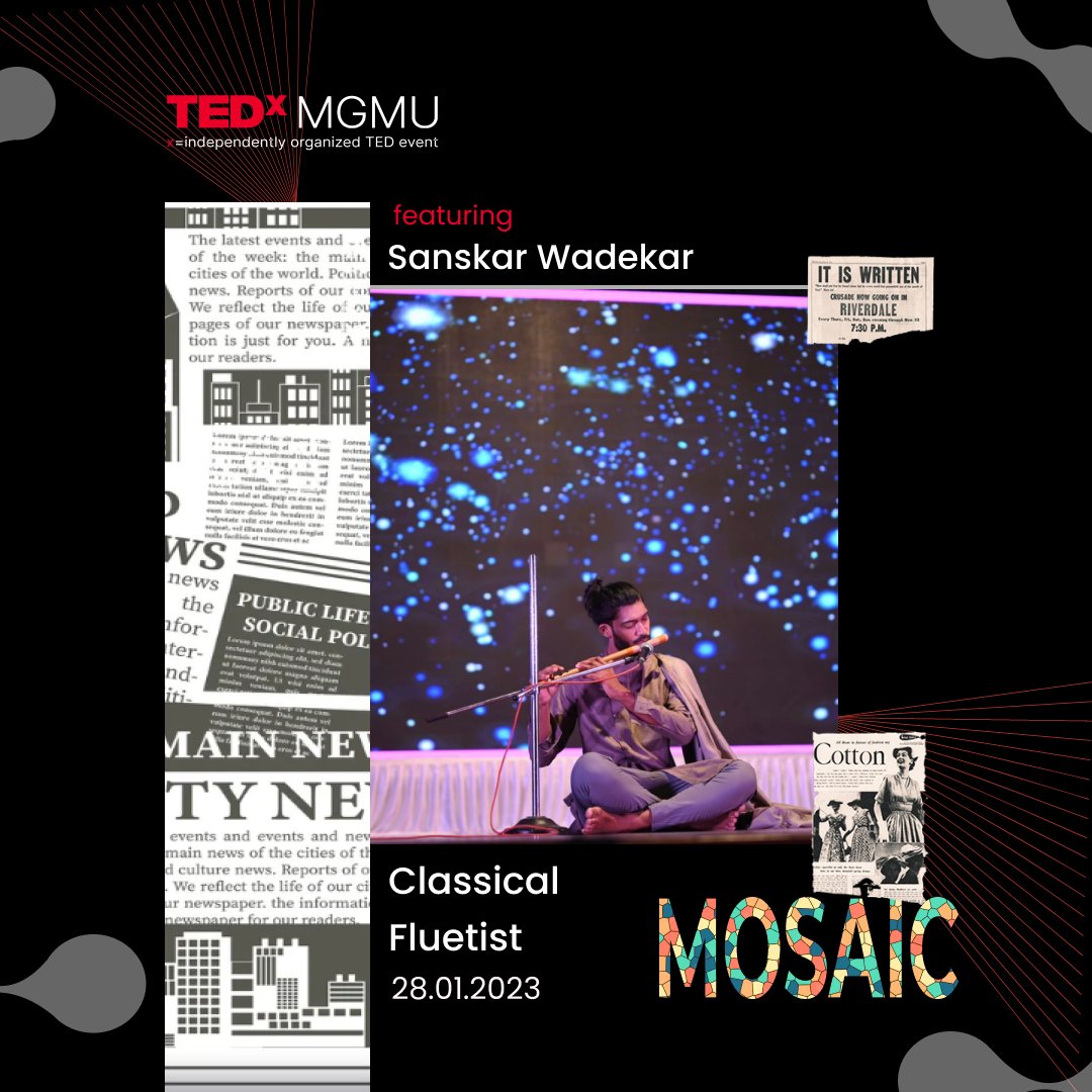 tedxmgmu's tweet photo. ❗❗Get excited 🤩as Keeping with the ‘mosaic’ theme, TEDxMGMU presents 10 brilliant performances from dance to stand-up🎤, from rap to music🎵
Wait no 🙅‍♀️more!!! cos’ The fun is boundless, but the seats are limited
#tedxmgmu #standup #fun
#music #Dance #enjoyment #theme 
#Reveal https://t.co/4yL8Dipmyu