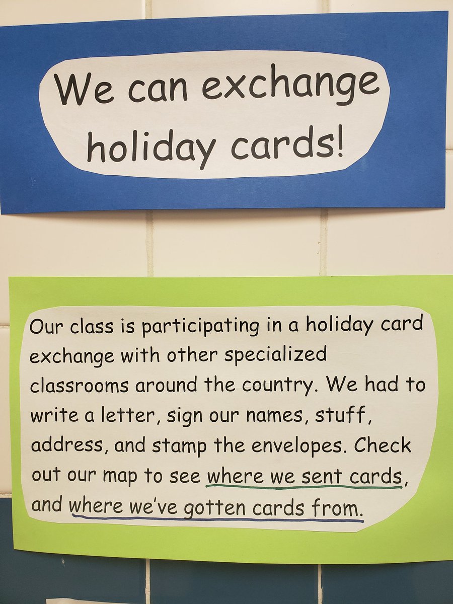 Sad that it's time to take this down😢 holiday card exchange with other specialized classes across the country. Such a joyful experience. ❤