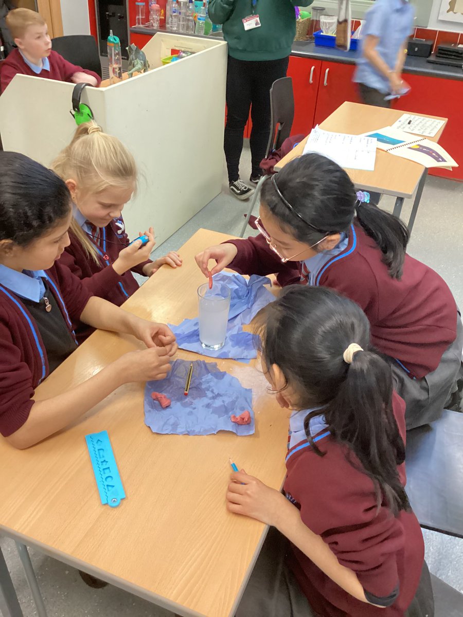 Faith_Year5's tweet photo. Today in Science, Year 5 were investigating water resistance! Using Play-Doh, we made different sized shapes and timed how long it took them to reach the bottom of a glass of water. 💦 @FaithPrimary  @SILPrimary #Science https://t.co/2EjpvoidY5