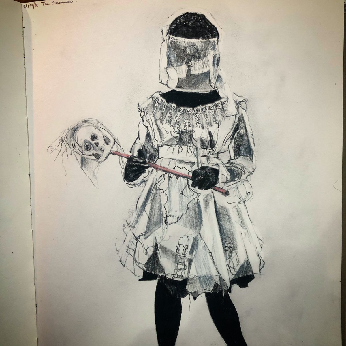 HandMadeMacabre's tweet photo. Figure of a small girl from 'The Procession' by #hewlocke recently on at @tate Britain.
#art #love #drawing #london #sketch #sketchbook #exhibition #gallery #skull #pink #black #veil #girl #embroidery #assemblage #artist #tate #empire #theprocession #voiseydrawing
@voiseydrawing https://t.co/IUlfpBTVaX
