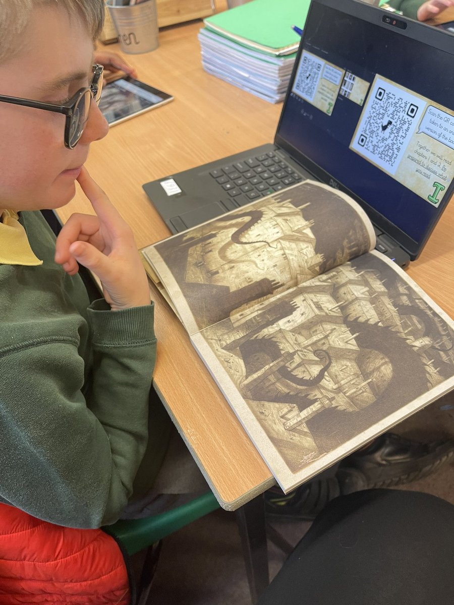 Year6Markeaton's tweet image. “A picture paints a thousand words”. We’ve been studying “The Arrival” by @shaun_tyj, understanding how to make inferences simply by looking at a picture. With its beautiful imagery and important themes, this book is one of Miss H’s favourites 👍 #MPSReading #MPSComputing