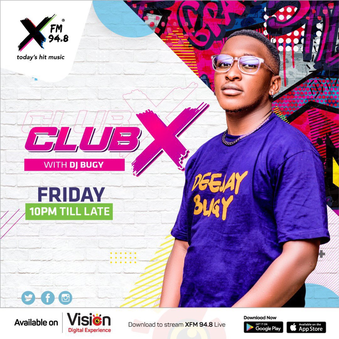 XfmUG's tweet photo. #NowOnAir 
@deejaybugy kickstarting your weekend with the hottest jams till late.
It’s time to dance 🪩💃
#ClubXFM #TodaysHitMusic https://t.co/CvnPcoYAsB
