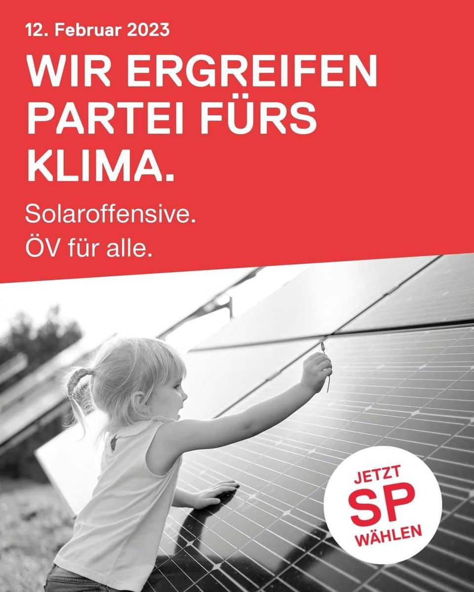 Wir ergreifen #Partei fürs #Klima

Für einen fortschrittlichen Kanton #Zürich, auch für kommende Generationen.

Am 12. Februar Liste 2 #SP wählen