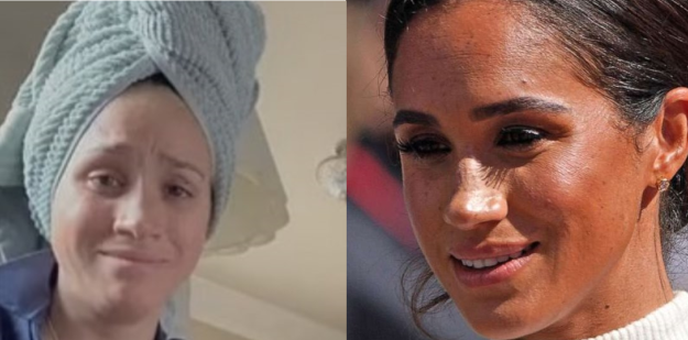 Meghan is white when she gets out of the shower, but black/mixed race when she goes to pick up a 'Ripple of Hope' award for fighting racism within the royal family...racism that Prince Harry later said didn't exist. 🧐
 #MeghanMarkIeisaLiar