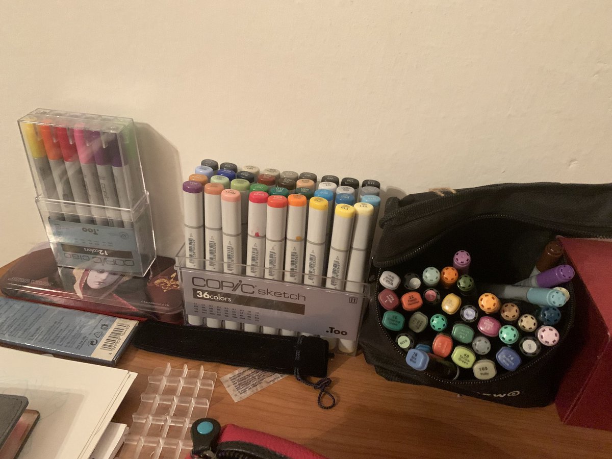 All of my Copic (Ciao and Sketch), Promarker and random Chinese Markers lol
A lot of these are reeeeally old
But I’ve rarely used them

I’m so happy to do some traditional art again ✨