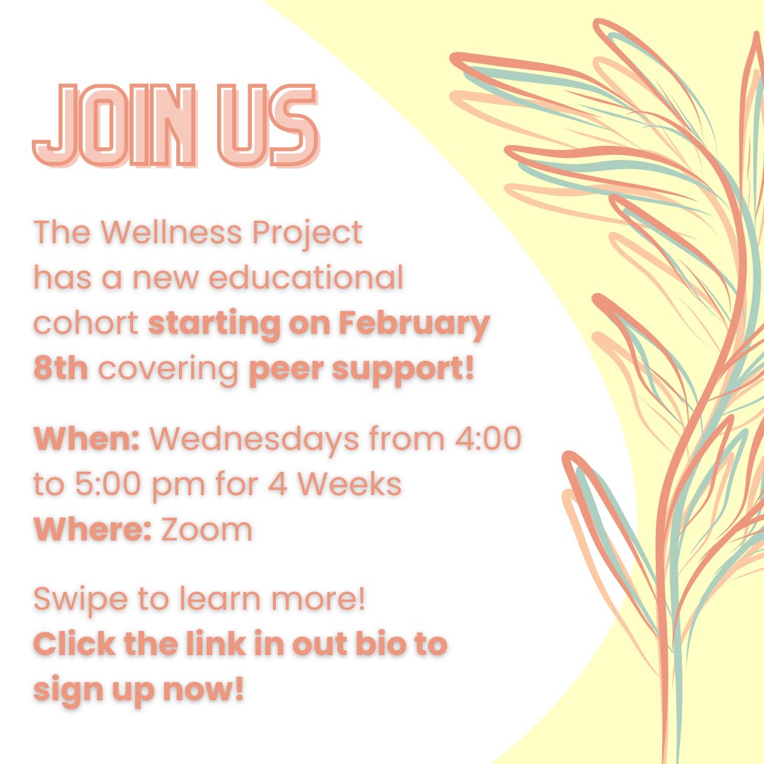 We are hosting a new cohort in February and you should join us! Our new cohort is four weeks focused on peer support! Click the link below to register or for more info!

#mentalhealthawareness #mentalhealthmatters #mentalhealth #mentalwellness #umc #fumc

swwellnessproject.org/descriptions
