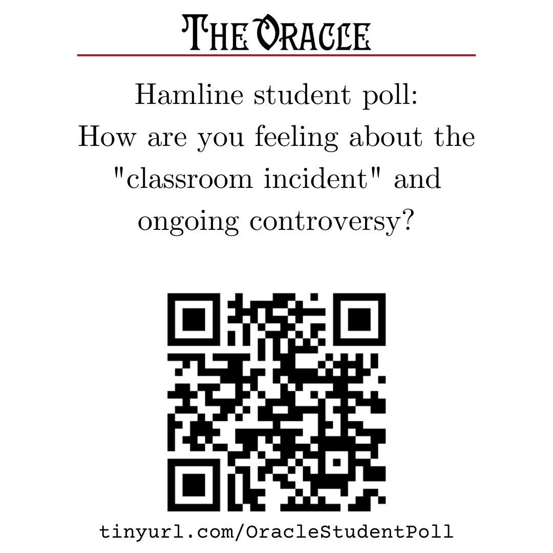 HamlineOracle's tweet image. The Oracle wants to hear about what Hamline students are thinking and going through right now. If you would like to take our poll, just scan the QR code or visit this link: tinyurl.com/OracleStudentP…