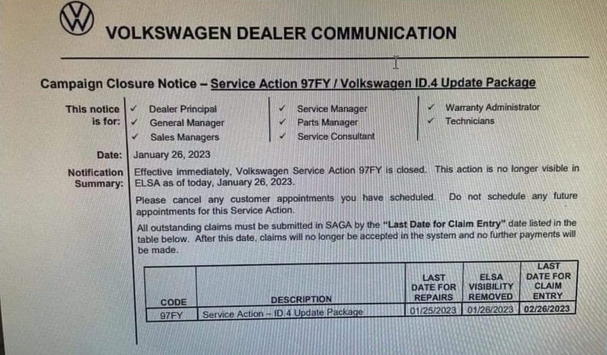 briantaylor85's tweet photo. @vw @Jalopnik @TTAC  @theevking VW has stopped the rollout of promised software updates to the ID.4 with no communication to the affected owners. https://t.co/GWEhYaHjSY