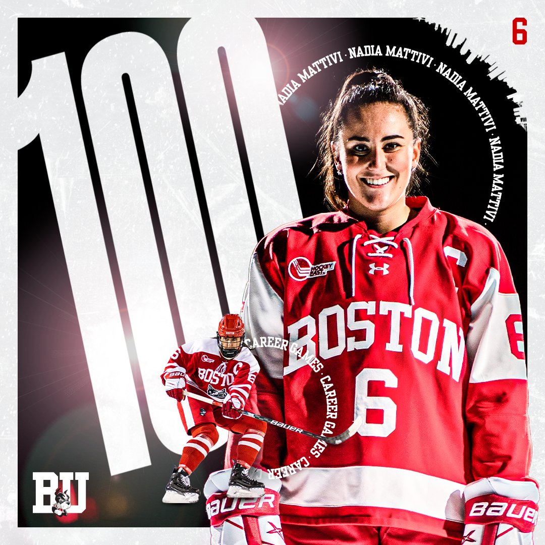 Captain suits up for her 100th game tonight 💯 congrats to Nadia on reaching this milestone!

#ProudToBU #GoBU