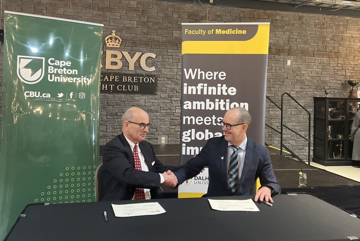 DalhousieU's tweet photo. .@cbuniversity &amp; @DalhousieU are excited to be collaborating on the development of a joint medical campus for Cape Breton. This strategic partnership will ensure more Nova Scotians will have the opportunity to receive an excellent medical education in their home province https://t.co/kESnmkxtTp