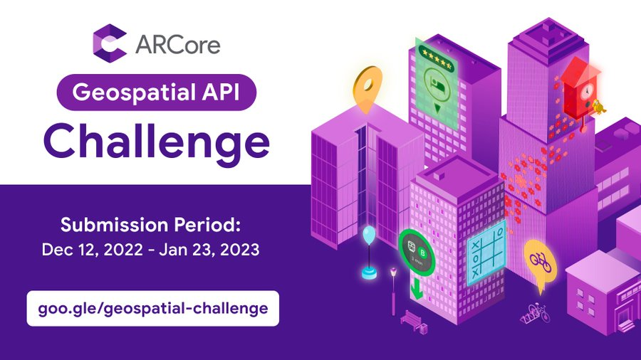 Eli_Krumova's tweet photo. 📣 ARCore Geospatial #API Challenge
👉🏽 https://t.co/ZNK9WTGepG
v/ @WomenTechmakers
#GeospatialAPIChallenge #APIs #developers #webdev #APIs #Tech #WomenInSTEM #womenintech #WomenWhoCode #DEVCommunity #coding #Programming #programmers #AR #AugmentedReality #VR #MR #XR #tech https://t.co/UfnIt9xnqX