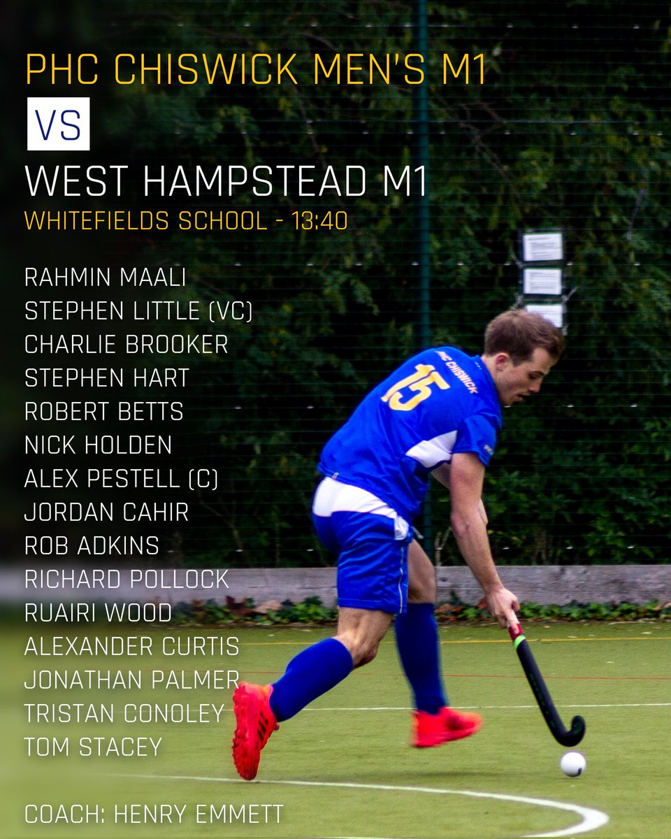 PHCChis_Hockey's tweet photo. Men's 1's travel to @WHHCUK for this weekends match ๐
Here's how they line up!
#MensHockey #WomensHockey #FieldHockey #LondonHockey #WestLondon #Chiswick #PHCChiswick https://t.co/fDBmCBokop