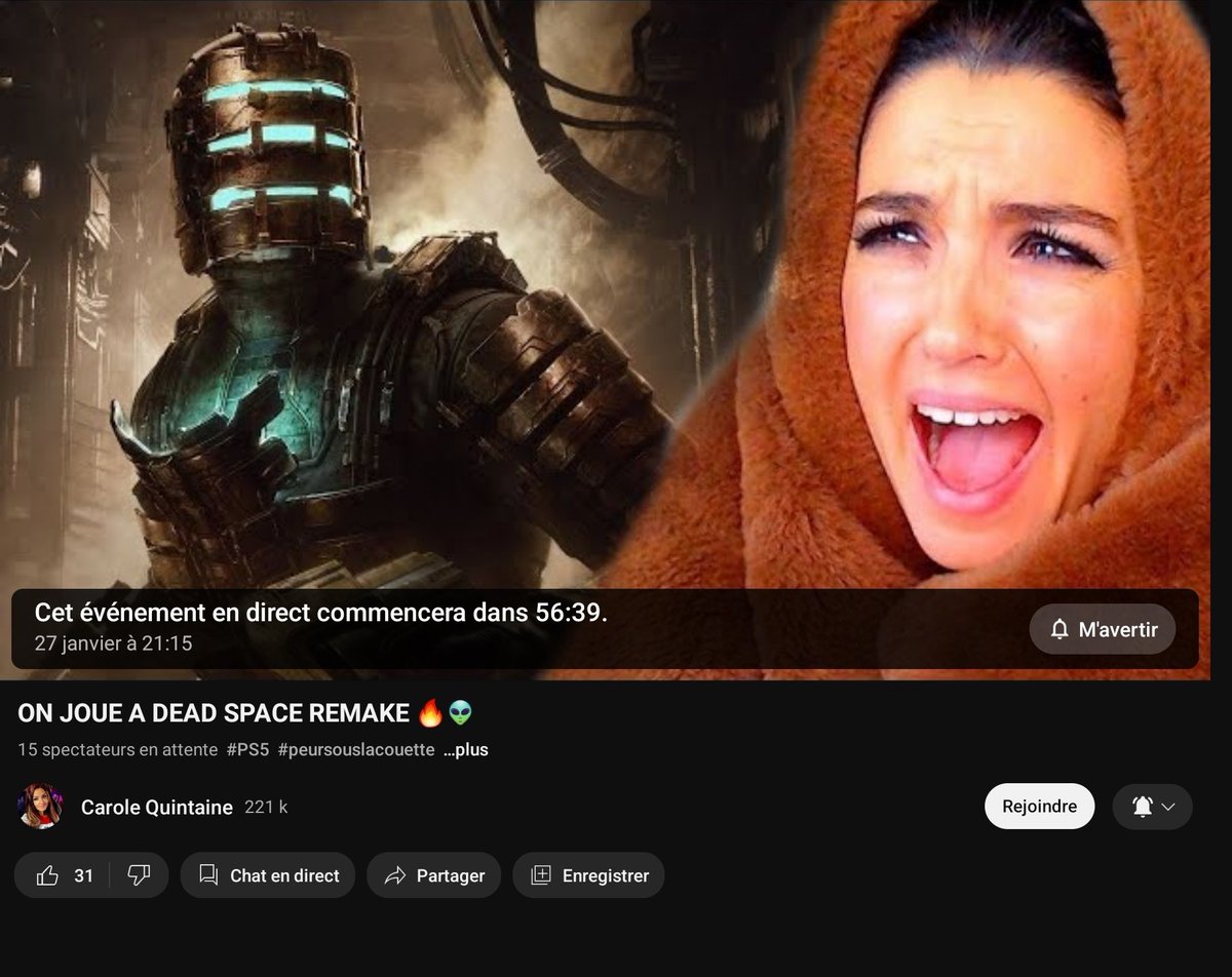 alexbalrog's tweet photo. Vivement ce soir 21h15, dans l espace personne ne nous entendra hurler!!! 😱😱Troooop hâte de  re découvrir dead space  dans le #peursouslacouette de @CaroleQuintaine 🤩🤩 venez flipper avec nous #DeadSpaceRemake ➡️➡️https://t.co/KQpNmFCyEb https://t.co/GOyTqY6Cbc