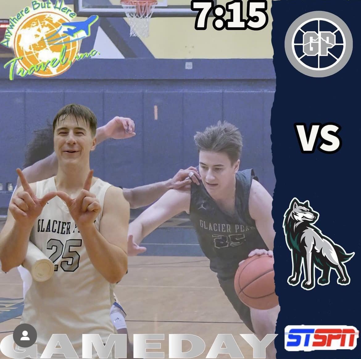 Glacier Peak Boys Basketball (@gp_hoops) on Twitter photo RIVALRY AND PLAYOFF RACE TONIGHT!
🆚 <a href="/HMJacksonHoops/">Jackson Boys Basketball</a>
🗓 TODAY
🕔 4/5:40/7:15
📺 <a href="/SnohomishSports/">STSPN.com</a>
📍Jackson High School
Sponsor: <a href="/ABHTravel/">Anywhere But Here</a> RIVALRY AND PLAYOFF RACE TONIGHT!
🆚 <a href="/HMJacksonHoops/">Jackson Boys Basketball</a>
🗓 TODAY
🕔 4/5:40/7:15
📺 <a href="/SnohomishSports/">STSPN.com</a>
📍Jackson High School
Sponsor: <a href="/ABHTravel/">Anywhere But Here</a>
