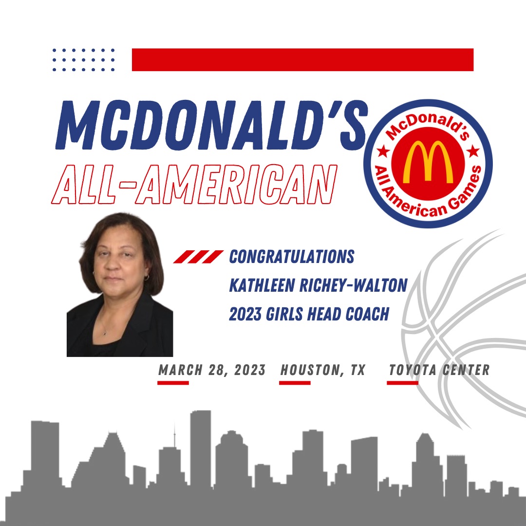 DeKalbSchools's tweet photo. CONGRATS to Kathleen Richey-Walton of @SWDPanthers, Head Coach for the Girls East Team in the 2023 @McDonalds All-American Games on Tues. March 28, in Houston, TX!🎉 Joining her All-American staff are SWD's Terrie Montgomery &amp; Michael Holloway.🏀 #LetsGoPanthers!🐾 #iLoveDCSD💙🧡 https://t.co/k4rWOUT57D