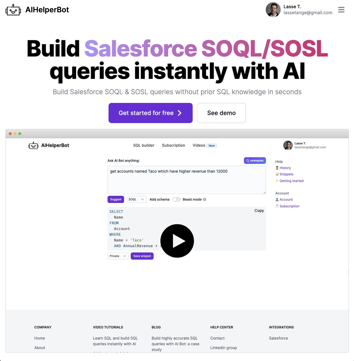 lassekt's tweet image. Build @salesforce #SOQL and #SOSL queries in seconds using #AI 👇