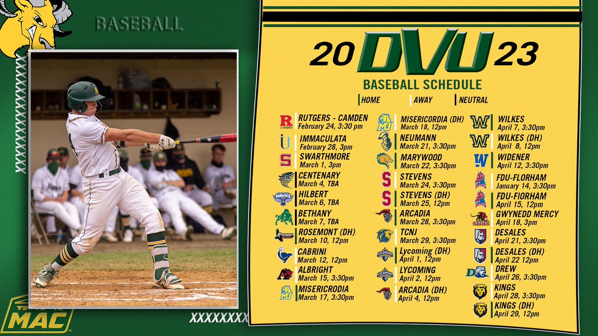 Baseball begins their season February 24th at Rutgers-Camden. Check out the full schedule! #TogetherWeDoMore || <a href="/DVU_baseball/">DelVal Baseball</a>