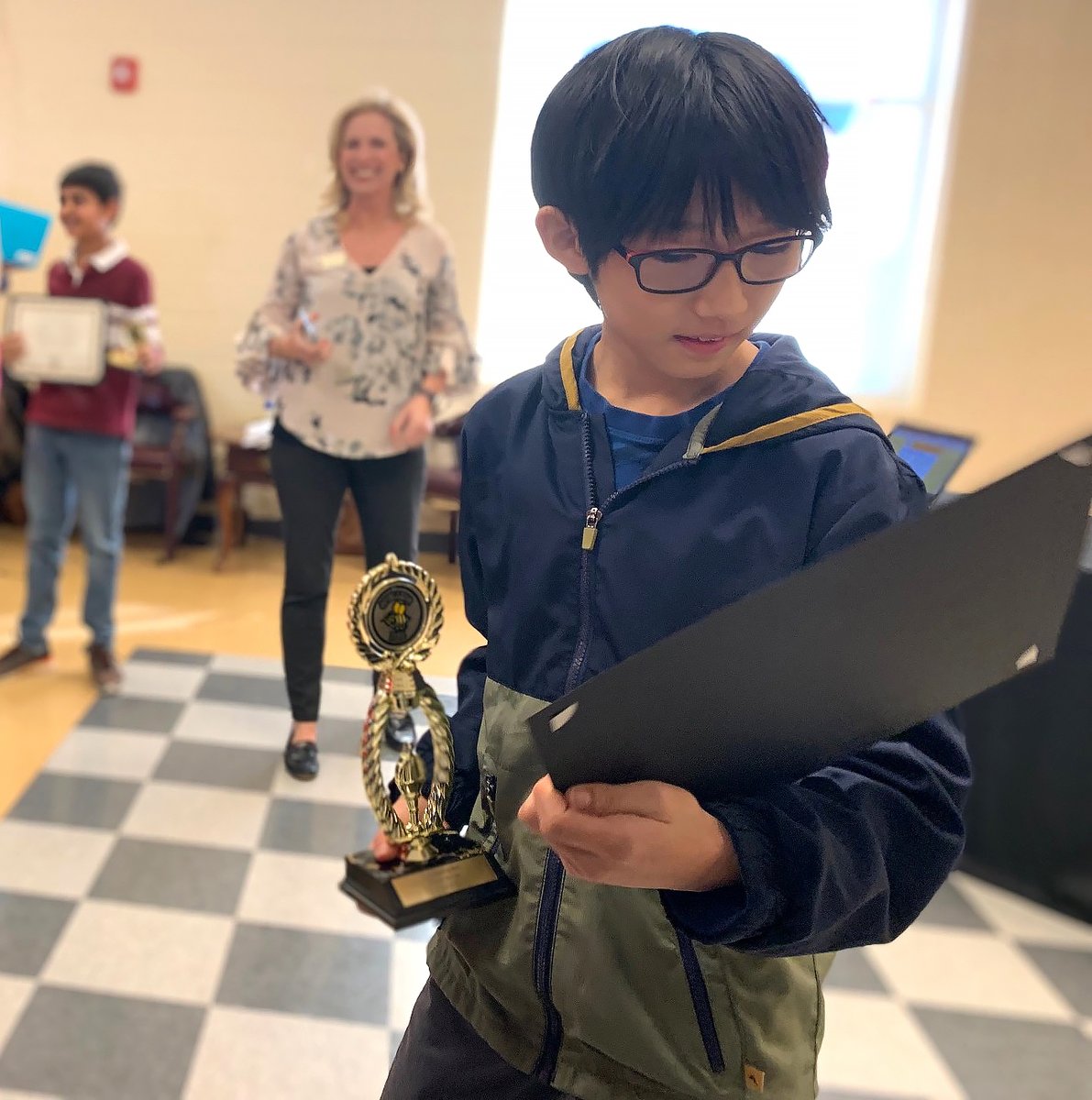 Congratulations to District Spelling Bee winner Ye-Han Tao from High Shoals Elementary and runner-up Dheer Mehrotra of Malcom Bridge Elementary! The eight participants in the District Bee won their school-level bees and are to be commended for a job well done!