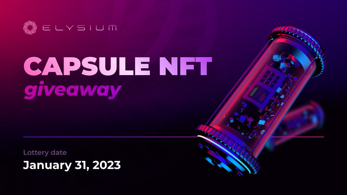 elysium_chain's tweet photo. #Giveaway alert!🚨

We are giving out 5 Capsule #NFTs, don't miss your chance!

1. Join our discord and pass verification - https://t.co/MNGvvBiSSc
2. Like, follow &amp; RT this tweet
3. Complete this @crew3xyz quest - https://t.co/mEEpGnijYz

Results on January 31, 2023 https://t.co/Xn3aibs6l7