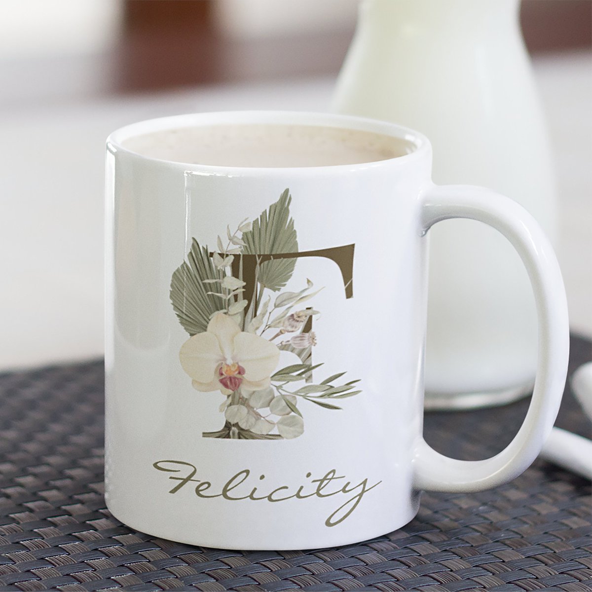 LivianaBoutique's tweet image. Initial F Boho Floral Orchid Greenery Custom Name Coffee Mug

A personalized coffee mug with a bohemian letter &quot;F&quot; monogram, featuring decorative orchid and palm leaf illustrations. 

bit.ly/3j6ygfV

#custommonogrammug #trendymug 
#personalizedname #ZazzleMade