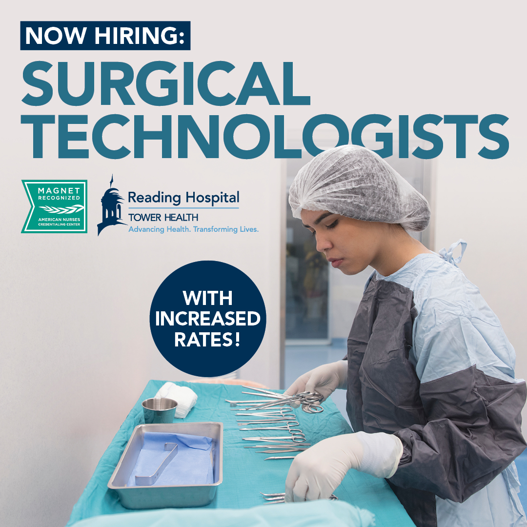 Tower_Careers's tweet photo. Surg Techs: Reading Hospital is hiring!

• NEW increased rates
• Magnet® designated, 24 ORs, 4 Davinci Robotics systems
• Healthgrades 50 Best Hospitals™ Award (2022-2023)
• Center for Excellence in Bariatric Surgery &amp; Total Join Replacement Surgery
 
https://t.co/RRTqhSZuJU https://t.co/tvUpg40gwb