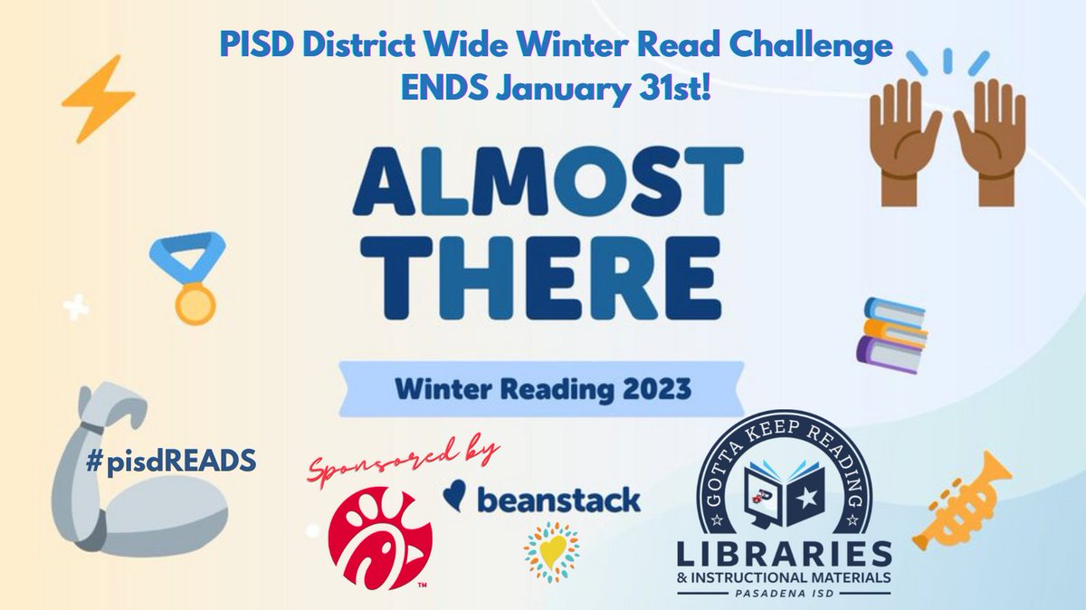 LibraryWildcats's tweet photo. The deadline is in view for the @Zoobeanreads All the Feels Winter Reading Challenge! Finish logging your pages read and complete all the activities for your earned prizes and rewards. #AllTheFeels #WinterREAD2023 #pisdREADS #wildcatsREAD #RoarToSoar https://t.co/oF7YDLKpnm