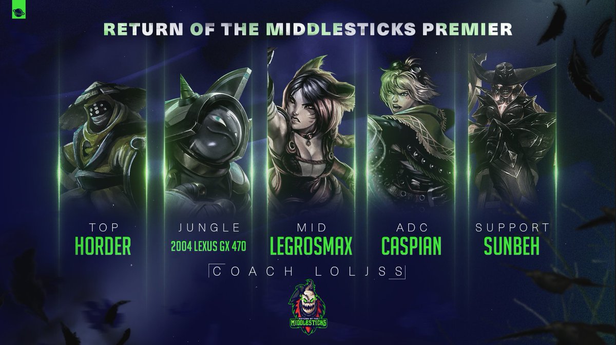 We're pleased to announce RotM Premier! We are disappointed to miss this NACL Qualifier, but are committed to being there in March. We will also compete in <a href="/AegisEsportsGG/">Aegis Esports</a>.

Top: <a href="/Horder_NA/">Horder</a> 
Jungle: 2004 Lexus GX 470
Mid: <a href="/Max_6008/">Max108 smurf</a> 
ADC: <a href="/Caspian7997/">Caspian</a> 
Support: <a href="/sunbeh_lol/">sunbeh | 선배</a>