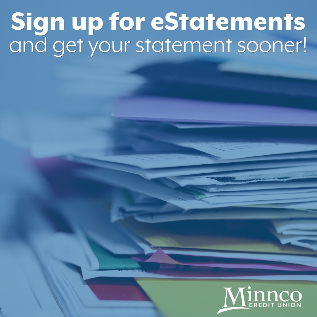 MinncoCU's tweet photo. Did you know there's a faster way to get your statement each month? And receiving your statement electronically is actually safer than receiving a paper statement?  Enroll for eStatements today! 
https://t.co/IJkFN8Ahsl https://t.co/BhL3AKF2Un
