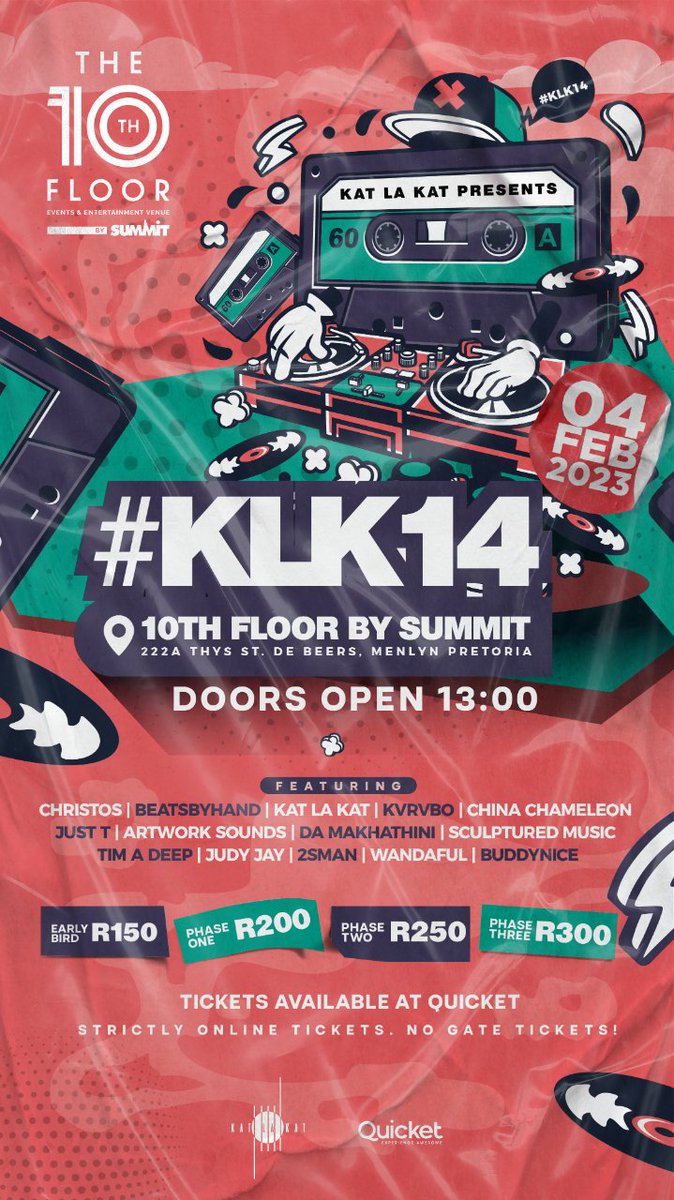 Katlakat's tweet photo. #KLK14 is coming up and you won't want to miss it. Join us for an unforgettable day &amp; night of top-notch house music and breathtaking views. Get your tickets now!  https://t.co/k5NrKrK6bz  #HouseMusic #Pretoria #Deephouse #Rooftop https://t.co/Dg6qxtgIMQ