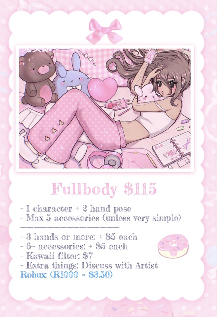 Repost with art this time😂😂

Commissions are open!! 2 slots! Robux is accepted but only in devex rate!

More info on my new website💕:
yoobun.wixsite.com/website-4
(I Recommend using a desktop to view the site for more ex)

Commissions are not first come first serve! 
🥹