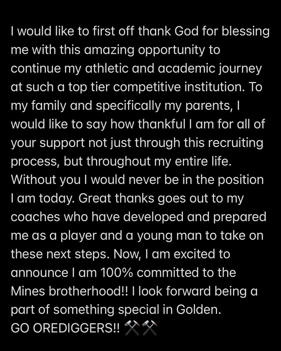 Will Adams (@willadams2023) on Twitter photo Start of a new chapter!! <a href="/coachTthomas6/">Tripp Thomas</a> <a href="/MinesFootball/">Mines Football</a> #COMMITTED
#HelluvaEngineer⚒️@RebelballCHS Start of a new chapter!! <a href="/coachTthomas6/">Tripp Thomas</a> <a href="/MinesFootball/">Mines Football</a> #COMMITTED
#HelluvaEngineer⚒️@RebelballCHS