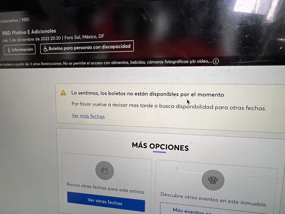 DenysseBVC's tweet photo. @Ticketmaster_Me ahora todo aparece que ya no hay boletos disponibles 🫠🫠🫠 https://t.co/FyEO0H9FaT
