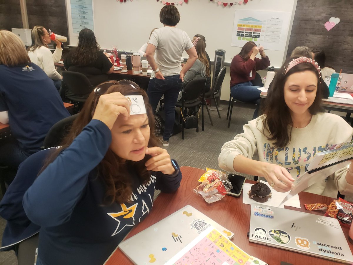 CCISDSpSvcs's tweet photo. Special Services Instructional Leadership Team enjoyed the AT Silent Headband Game 😊 #bigjourneys #smallsteps https://t.co/5vHlOTQJ21