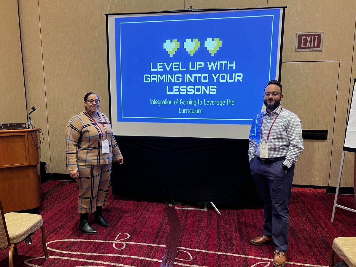 khwtekgirl's tweet photo. Delivered a successful presentation with @PrincipalPJM on our journey of integrating game-based learning. Thank you to all the attendees. Stay tuned for more to come! @APDirCI_ERuiz @DrRaShawnAdams #Techspo23 https://t.co/4xledD3T38
