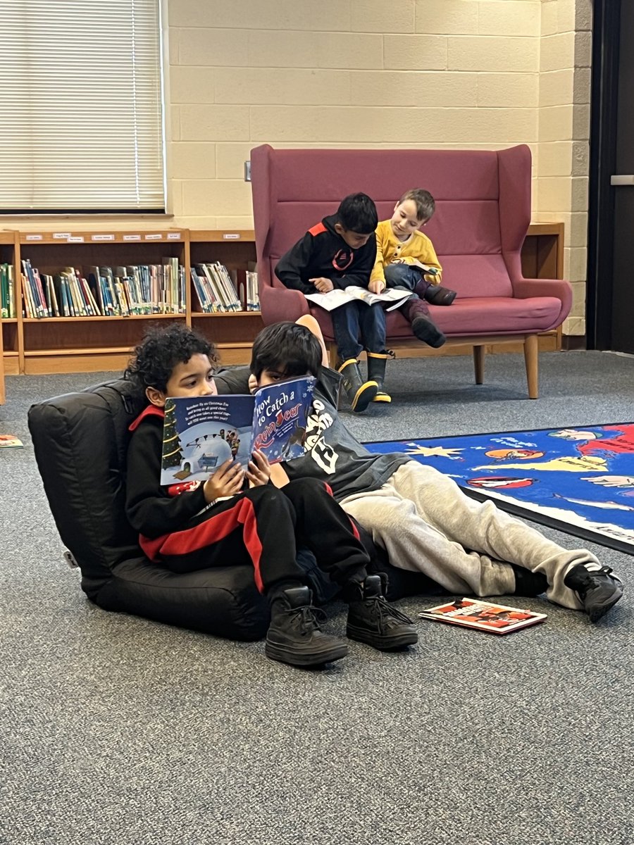 Holland Heights 2nd graders reading with a partner in the media center on our kid-friendly furniture!   #allaboutthekids #lovetoread