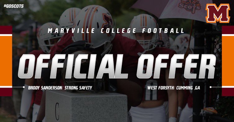 I am so thankful to receive yet another offer from Maryville College!! <a href="/DBarker2442/">Coach Barker</a> <a href="/scott_brumett/">Scott brumett</a> <a href="/WestForsythFB/">WestForsythFootball</a> <a href="/recruits_west/">West Forsyth Football Recruits</a> <a href="/MCScots/">Maryville College Athletics</a> <a href="/MCScotsFootball/">Maryville College Football</a> <a href="/MaryvilleC/">Maryville College</a>