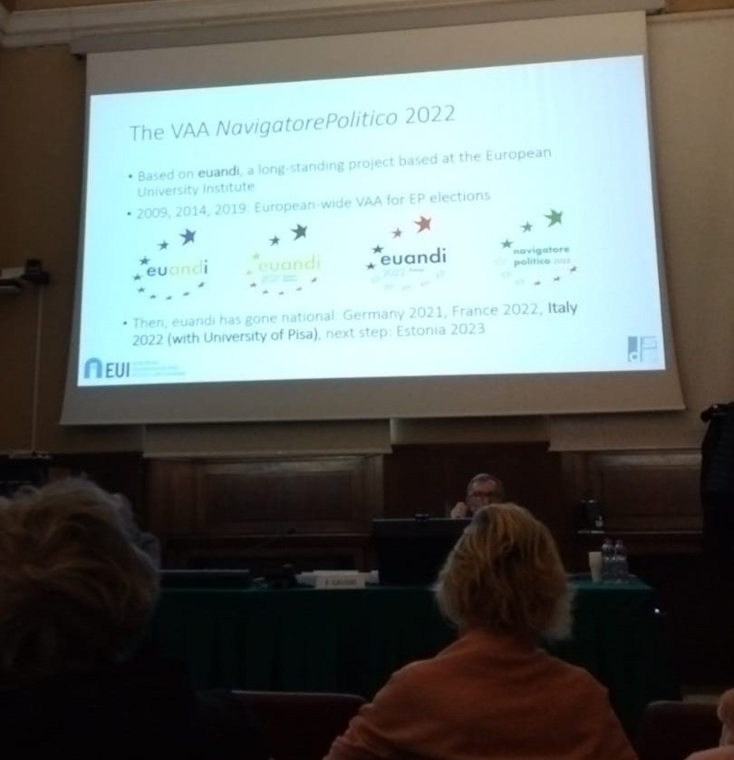 erricalox's tweet photo. Presentazione dei risultati della #VAA #NavigatorePolitico22 sviluppata da @Unipisa e @EUI_EU con @cicchilore @eu_pizzimenti @luciano_bardi @BeniaminoMasi Convegno presso @DipartimentoSPS #itanes #PsyMe  Organizzazione di prof @maraffi https://t.co/5l12ihgyaJ